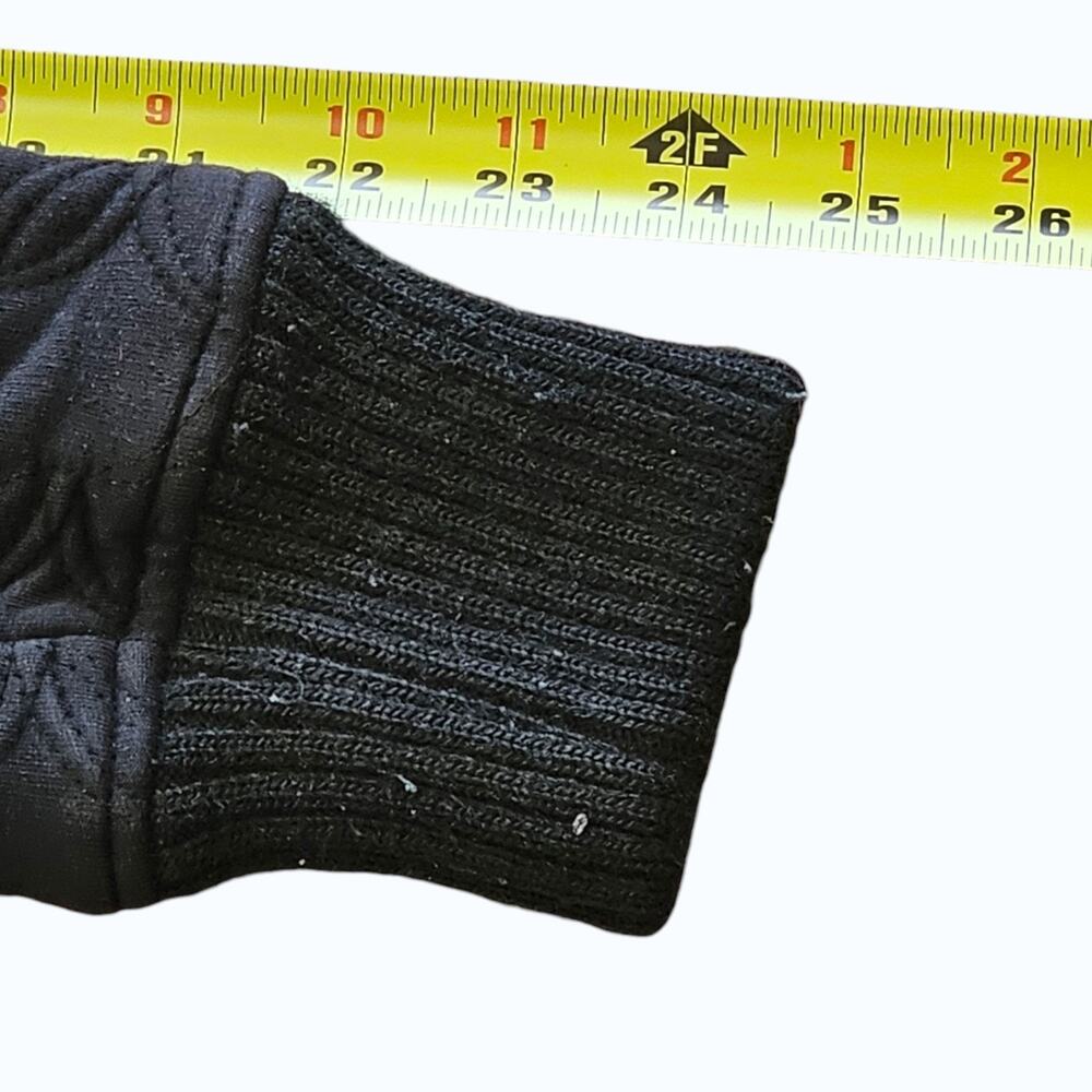 Bebe Sport Y2K Quilted Bomber Jacket Faux Fur Hood Pom Poms Black Womens Small - Picture 13 of 14